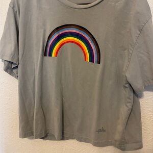 Gray Rainbow Cropped T-Shirt